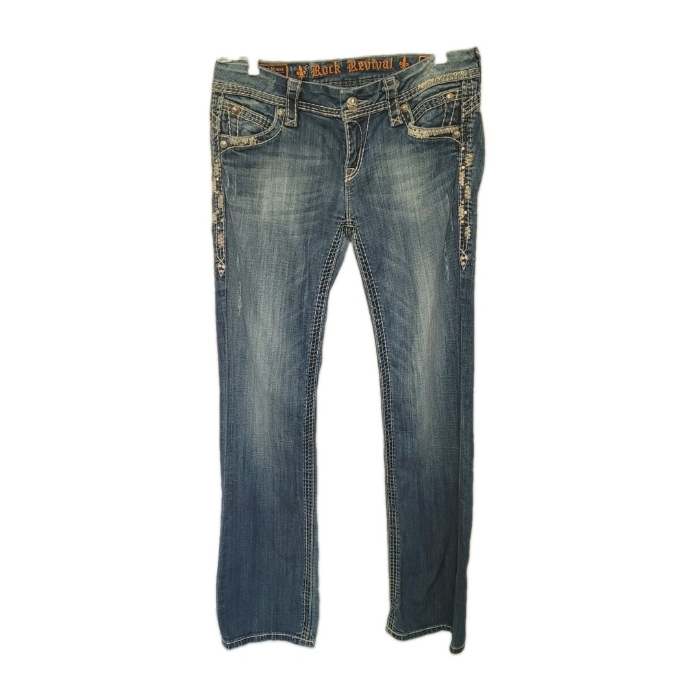 Rock Revival Amy Easy Boot Jeans Womens 29 Distressed Bootcut 32x32